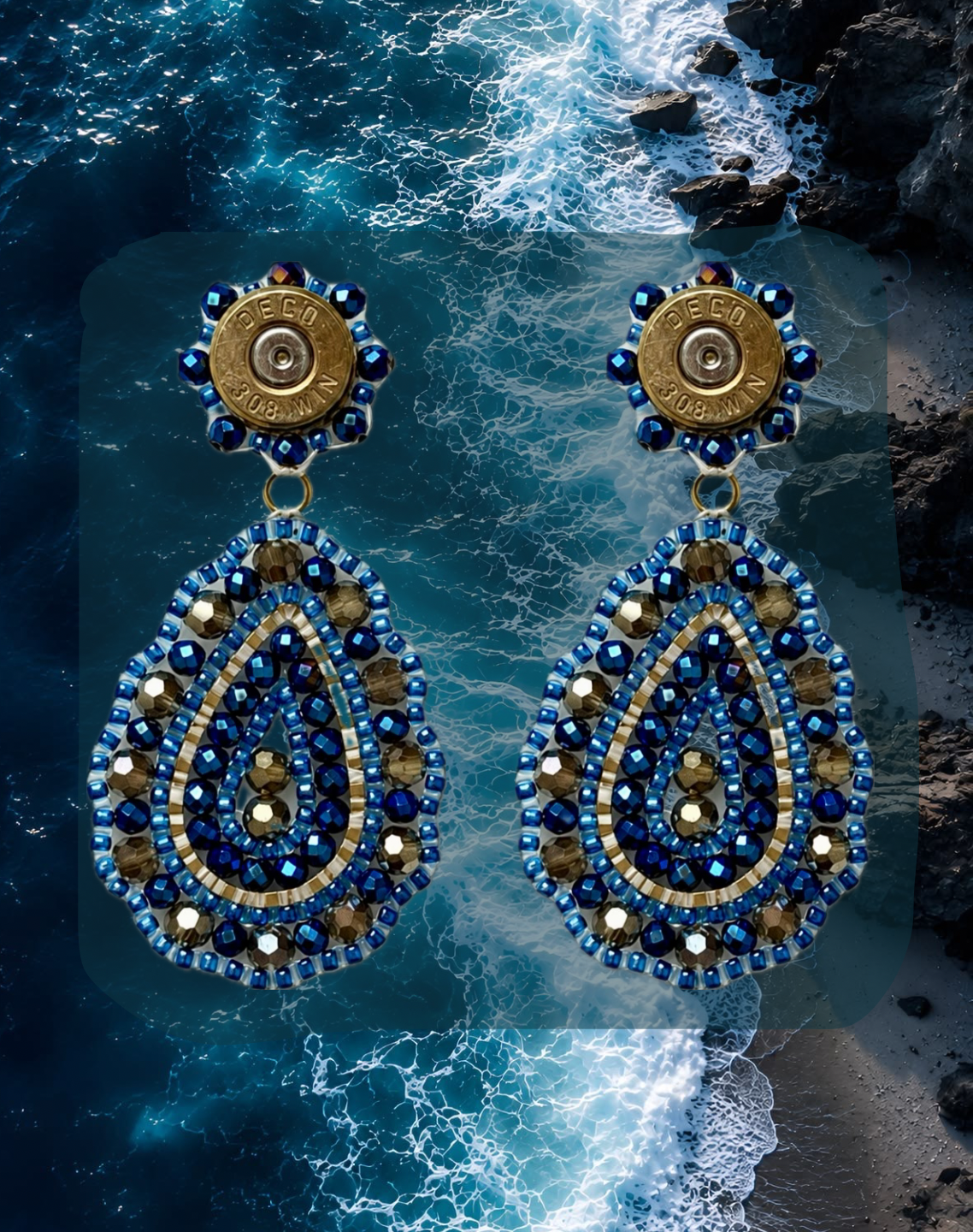 Earrings „Azzurro“ (blau - bronze)