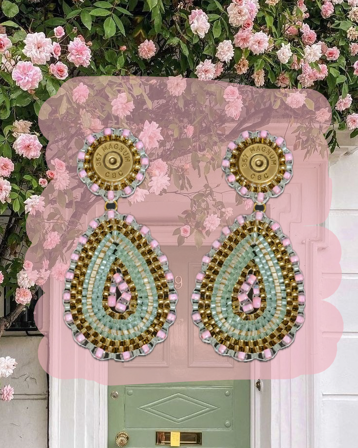 Ohrringe „Flora" (mint - rosa)