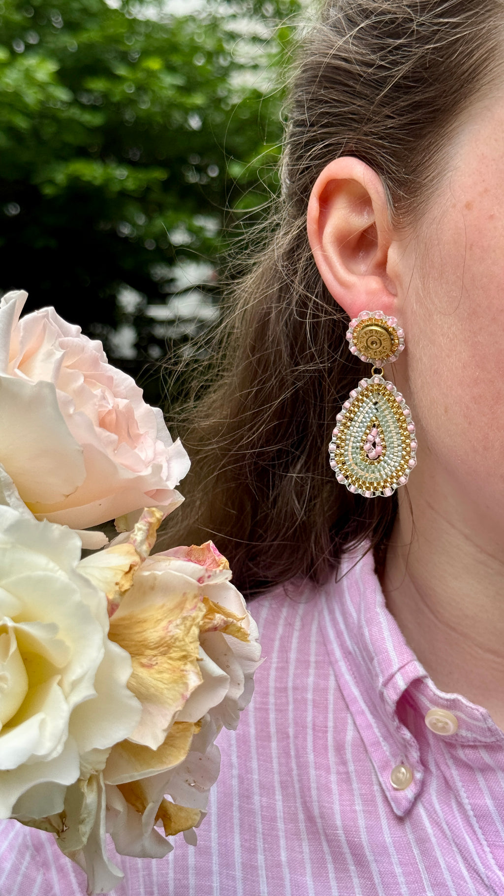 Ohrringe „Flora" (mint - rosa)